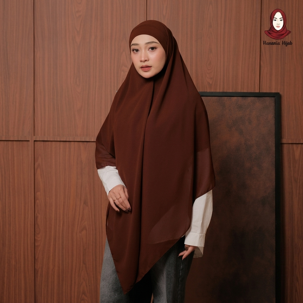 Hanania Hijab - Aura Khiban French Square Syar'i Jumbo XL Segiempat Tali | Khimar Bandana Ceruty Babydoll Utimate