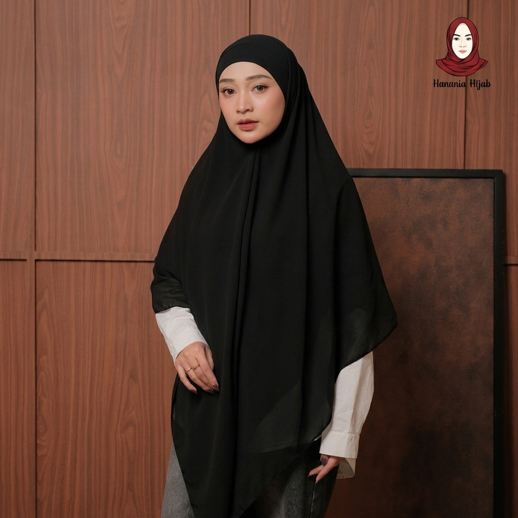 Hanania Hijab - Aura Khiban French Square Syar'i Jumbo XL Segiempat Tali | Khimar Bandana Ceruty Babydoll Utimate