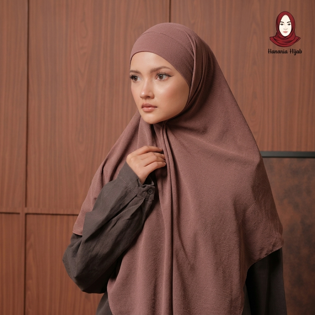 Hanania Hijab - Aura Khiban French Square Segiempat Tali Size M | Khimar Bandana Ceruty Babydoll