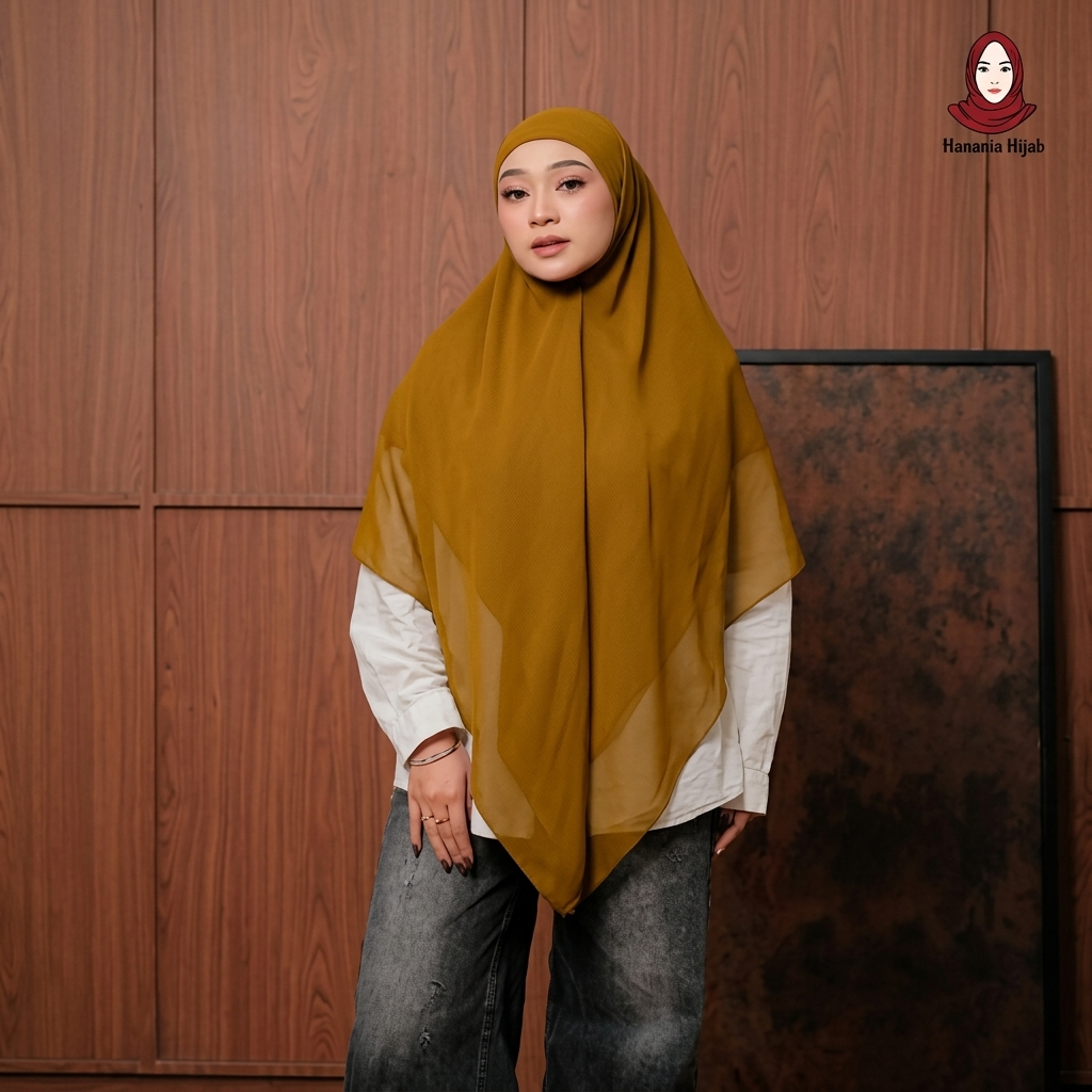 Hanania Hijab - Aura Khiban French Square Syar'i Jumbo XL Segiempat Tali | Khimar Bandana Ceruty Babydoll Utimate
