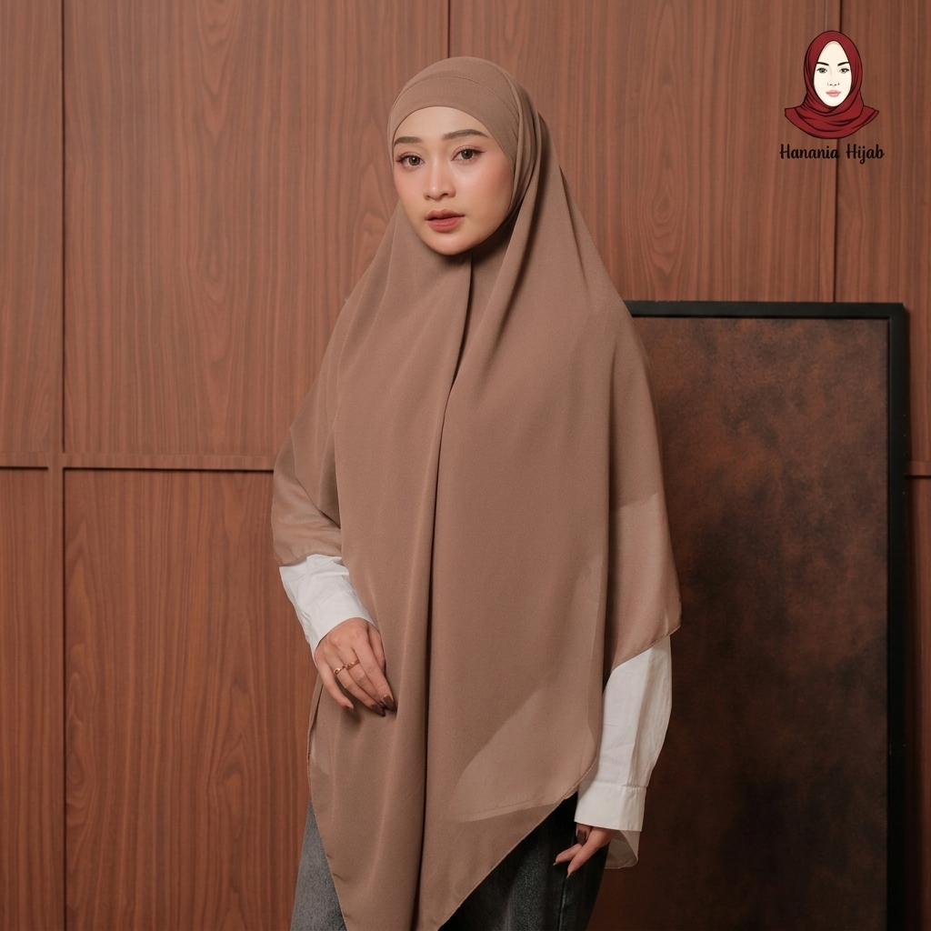 Hanania Hijab - Aura Khiban French Square Syar'i Jumbo XL Segiempat Tali | Khimar Bandana Ceruty Babydoll Utimate