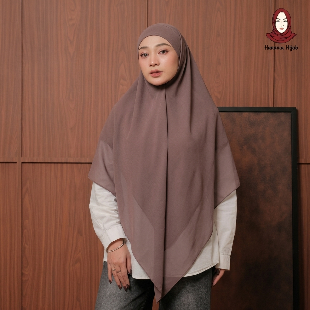 Hanania Hijab - Aura Khiban French Square Syar'i L Segiempat Tali | Khimar Bandana Ceruty Babydoll