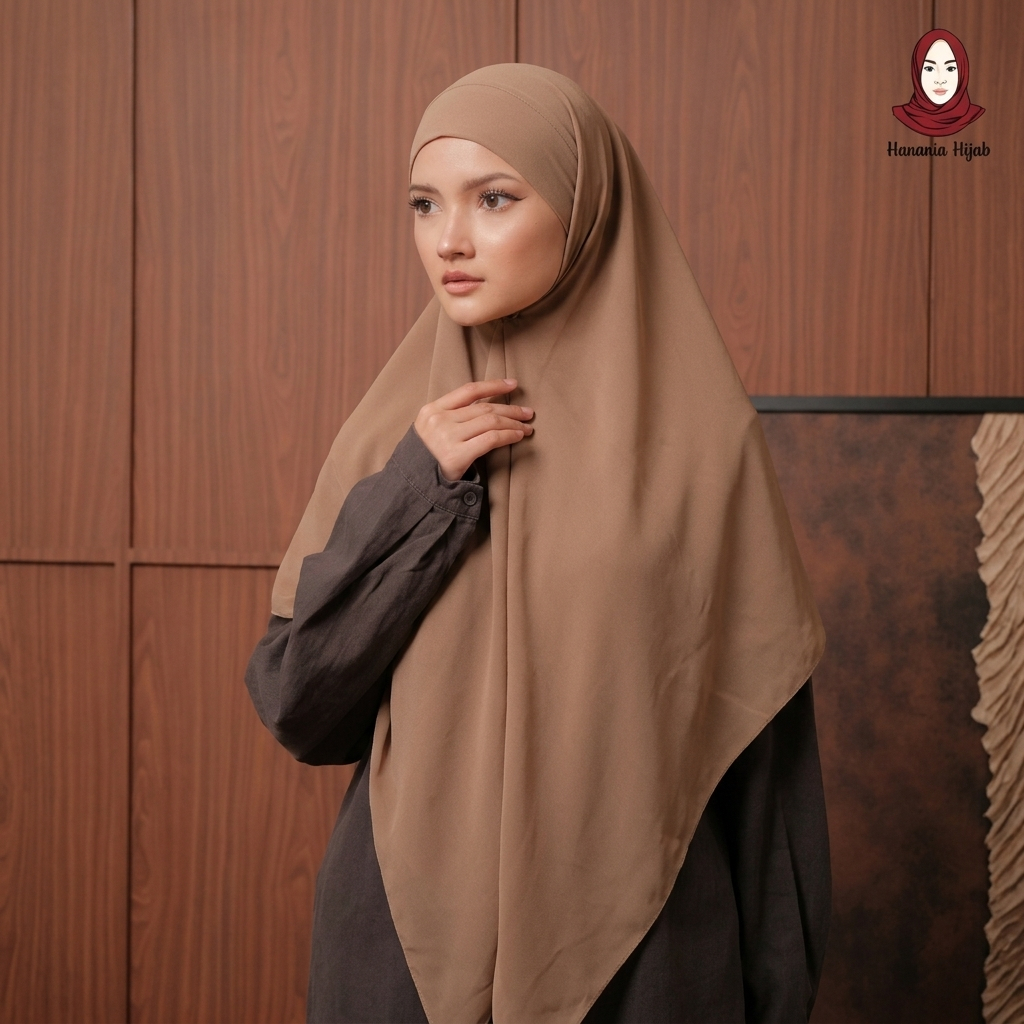 Hanania Hijab - Aura Khiban French Square Segiempat Tali Size M | Khimar Bandana Ceruty Babydoll