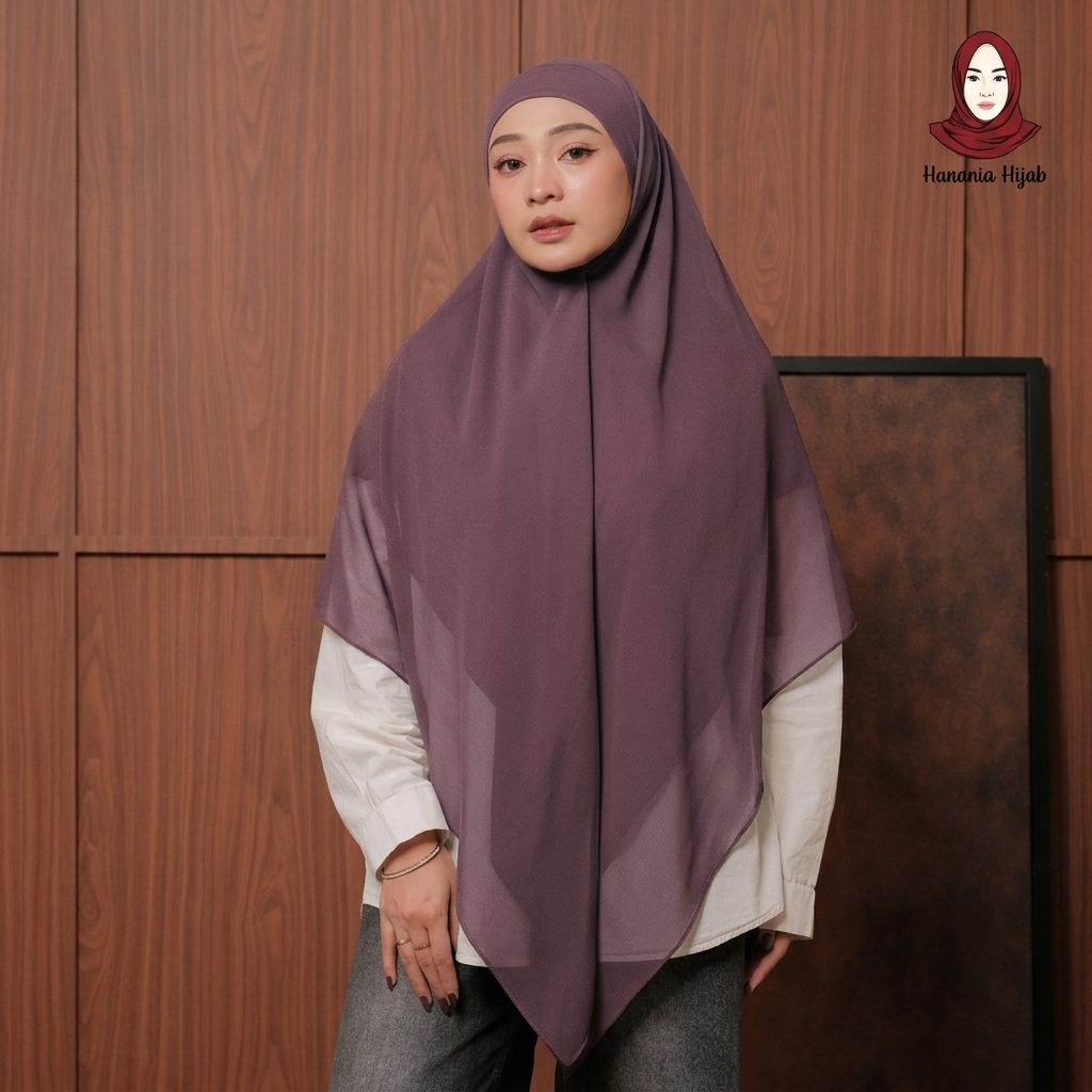 Hanania Hijab - Aura Khiban French Square Syar'i L Segiempat Tali | Khimar Bandana Ceruty Babydoll