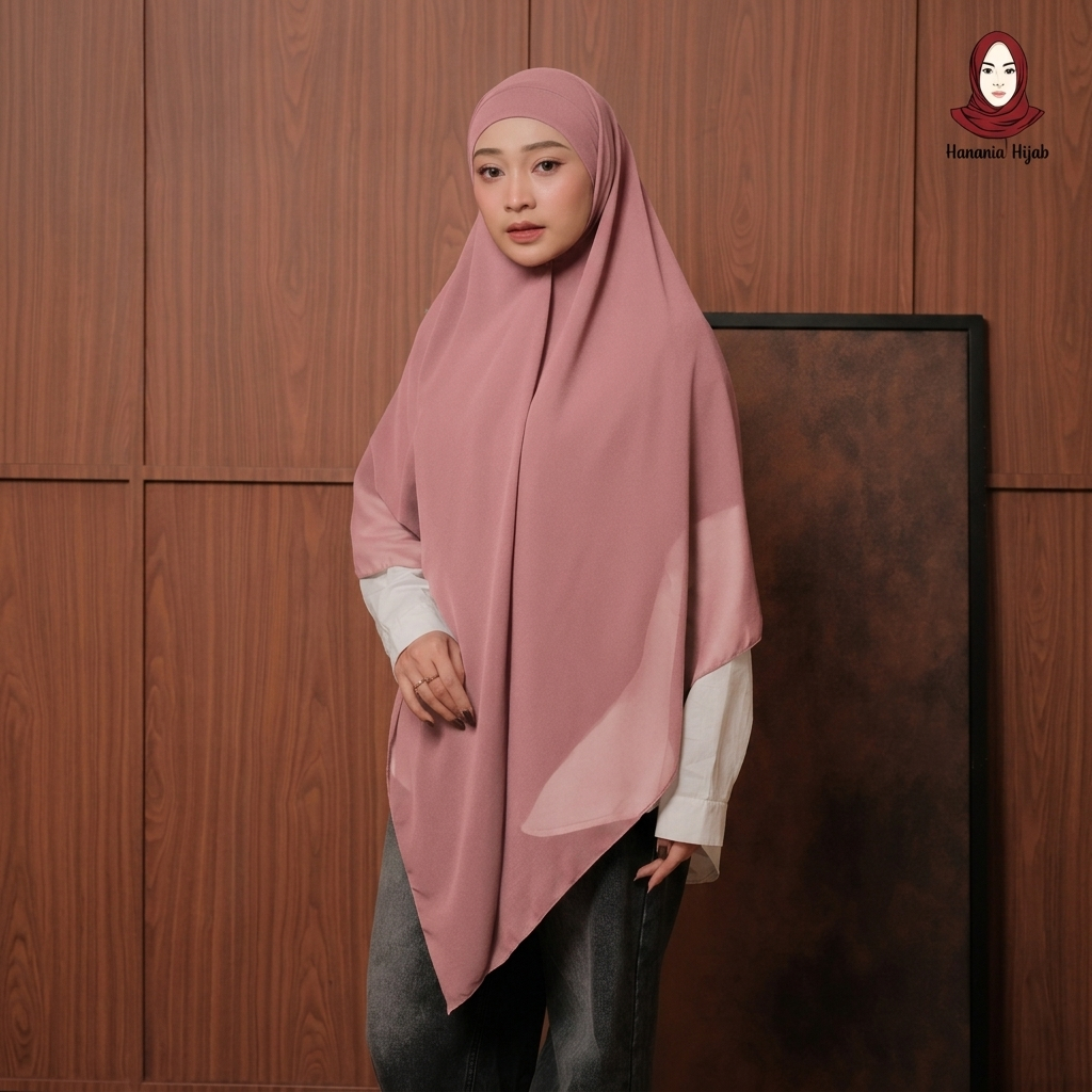 Hanania Hijab - Aura Khiban French Square Syar'i Jumbo XL Segiempat Tali | Khimar Bandana Ceruty Babydoll Utimate
