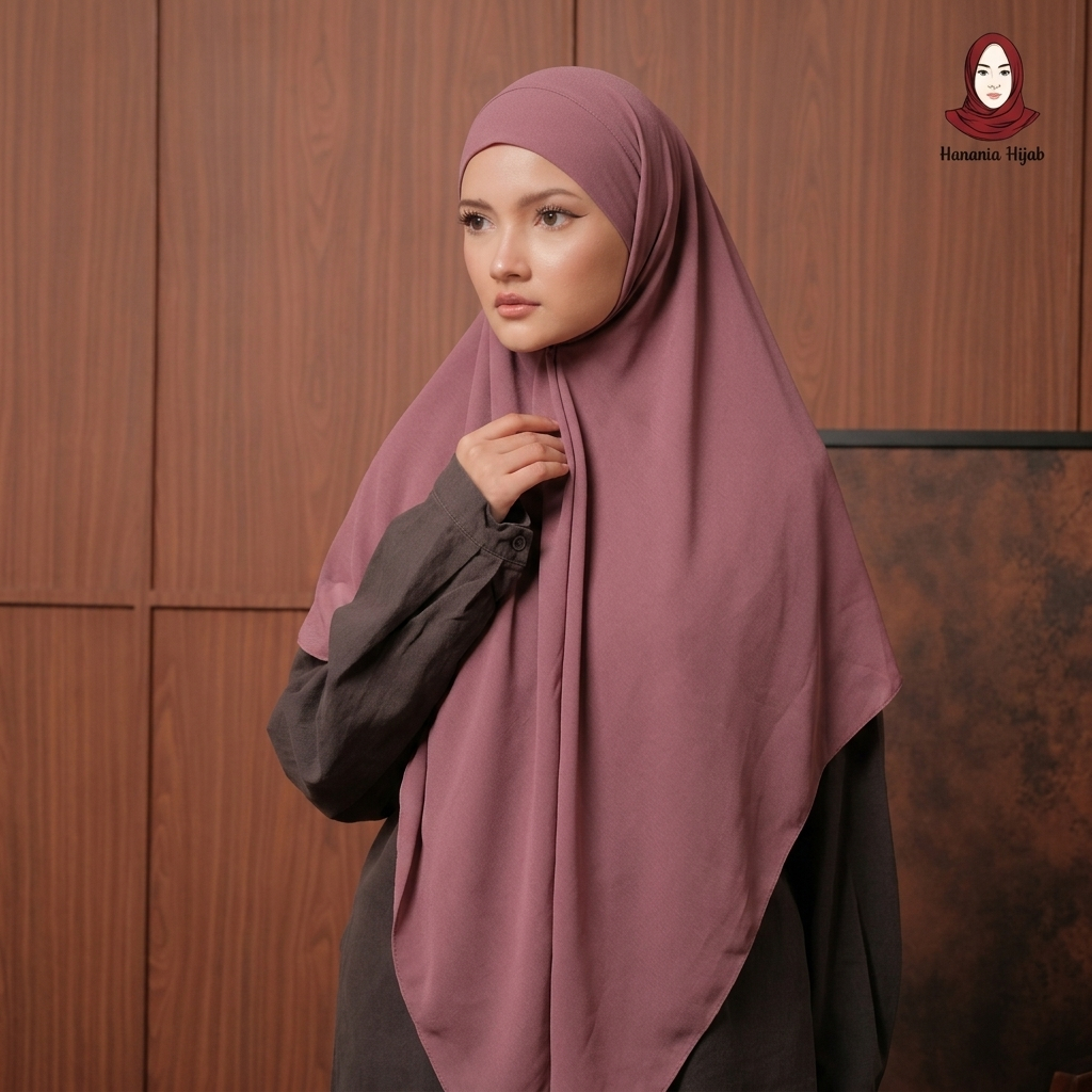 Hanania Hijab - Aura Khiban French Square Segiempat Tali Size M | Khimar Bandana Ceruty Babydoll