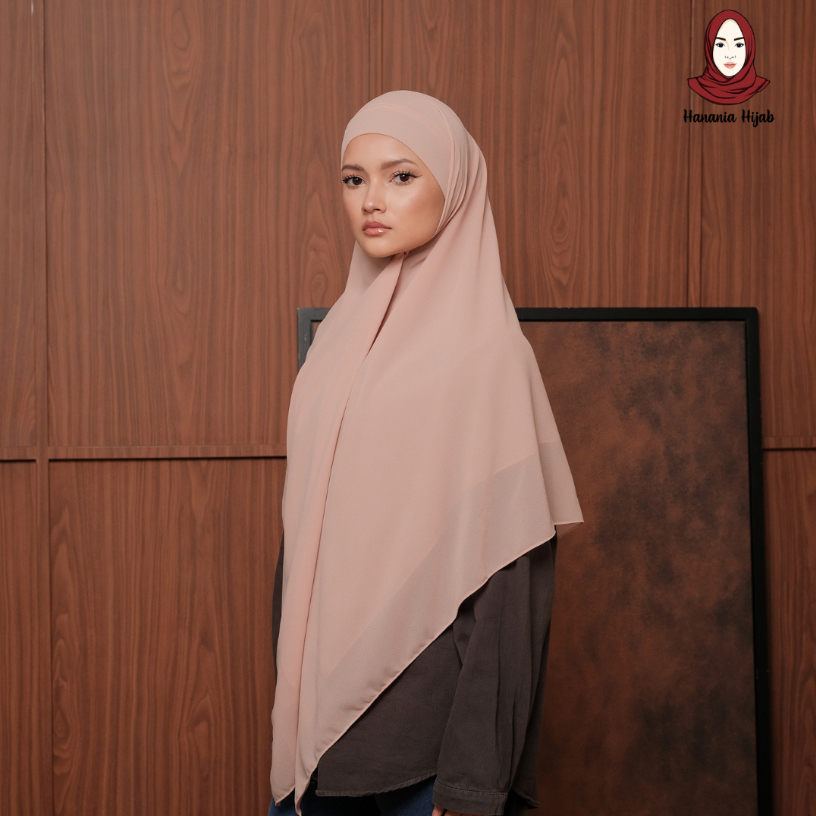 Hanania Hijab - Aura Khiban French Square Syar'i L Segiempat Tali | Khimar Bandana Ceruty Babydoll