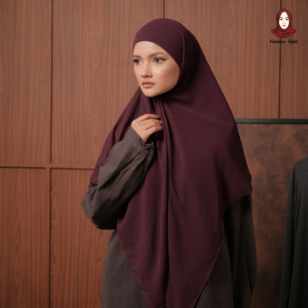 Hanania Hijab - Aura Khiban French Square Segiempat Tali Size M | Khimar Bandana Ceruty Babydoll