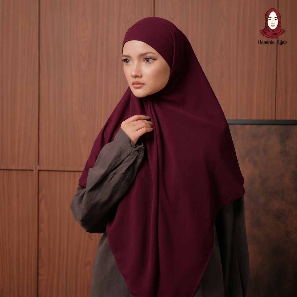 Hanania Hijab - Aura Khiban French Square Segiempat Tali Size M | Khimar Bandana Ceruty Babydoll