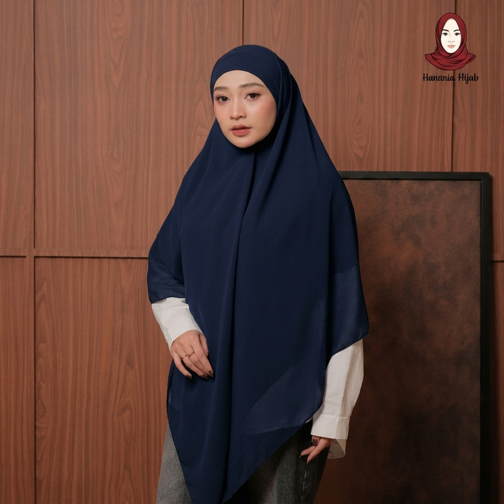 Hanania Hijab - Aura Khiban French Square Syar'i Jumbo XL Segiempat Tali | Khimar Bandana Ceruty Babydoll Utimate