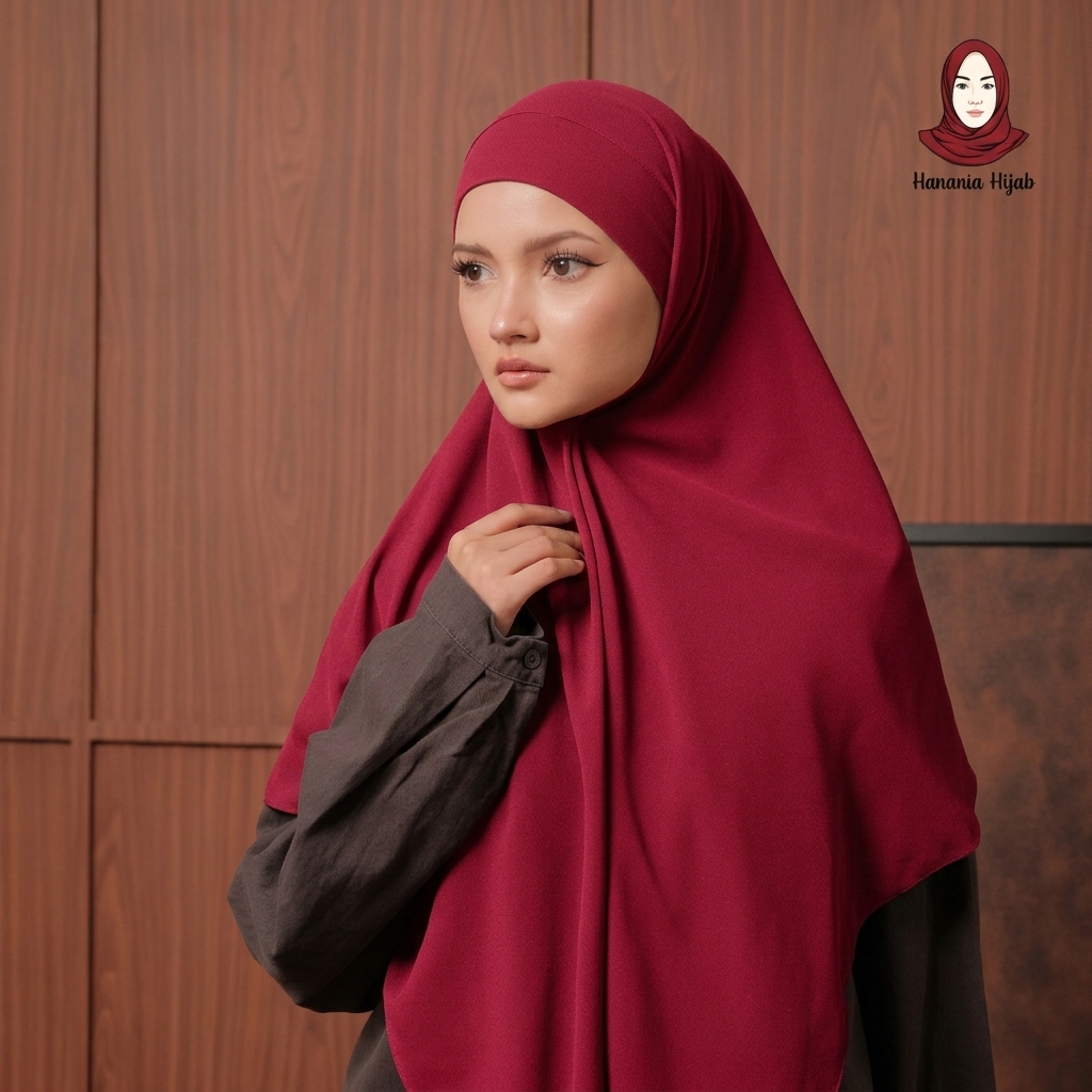 Hanania Hijab - Aura Khiban French Square Segiempat Tali Size M | Khimar Bandana Ceruty Babydoll