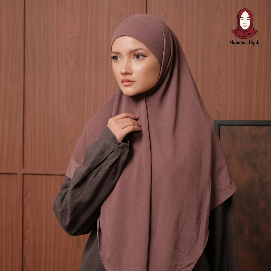 Hanania Hijab - Aura Khiban French Square Segiempat Tali Size M | Khimar Bandana Ceruty Babydoll
