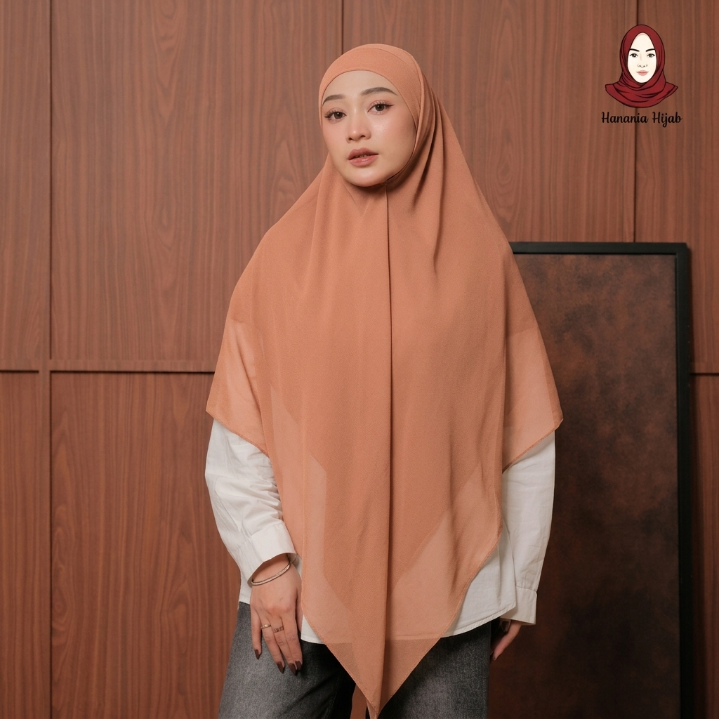 Hanania Hijab - Aura Khiban French Square Syar'i L Segiempat Tali | Khimar Bandana Ceruty Babydoll