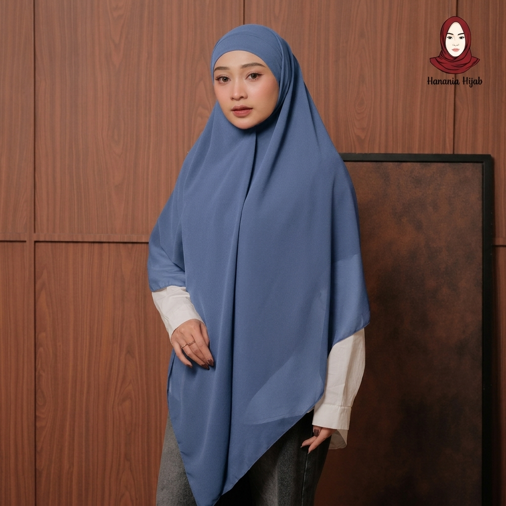 Hanania Hijab - Aura Khiban French Square Syar'i Jumbo XL Segiempat Tali | Khimar Bandana Ceruty Babydoll Utimate