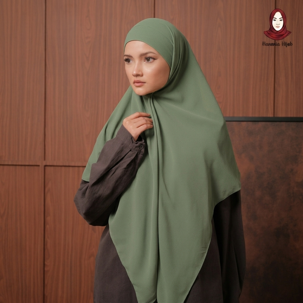 Hanania Hijab - Aura Khiban French Square Segiempat Tali Size M | Khimar Bandana Ceruty Babydoll