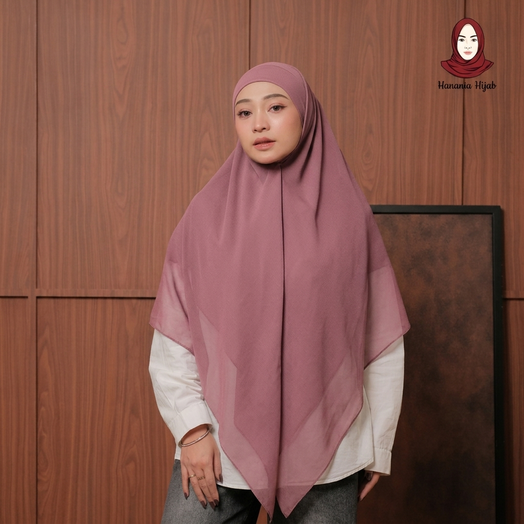 Hanania Hijab - Aura Khiban French Square Syar'i L Segiempat Tali | Khimar Bandana Ceruty Babydoll