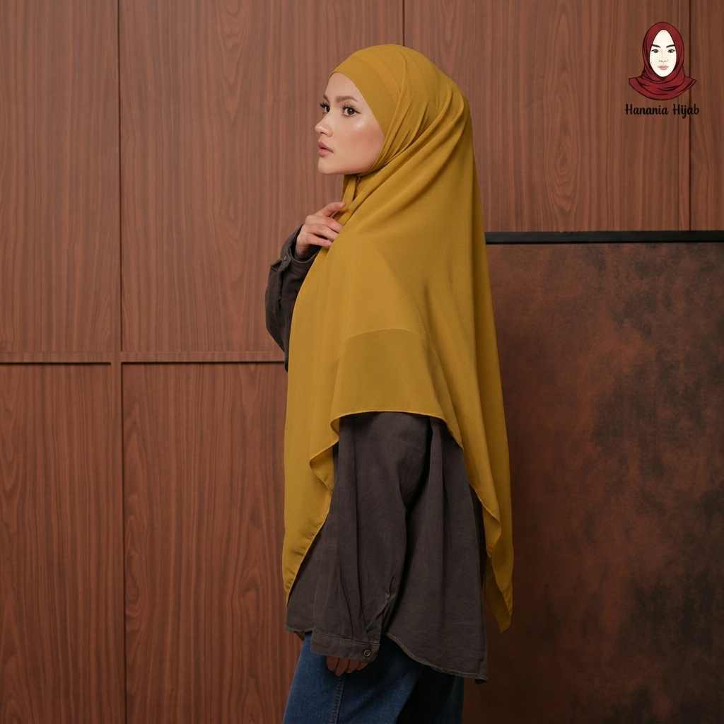 Hanania Hijab - Aura Khiban French Square Syar'i L Segiempat Tali | Khimar Bandana Ceruty Babydoll