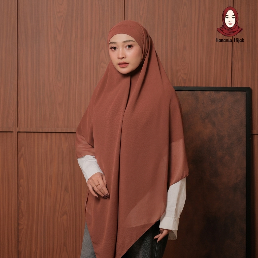 Hanania Hijab - Aura Khiban French Square Syar'i Jumbo XL Segiempat Tali | Khimar Bandana Ceruty Babydoll Utimate