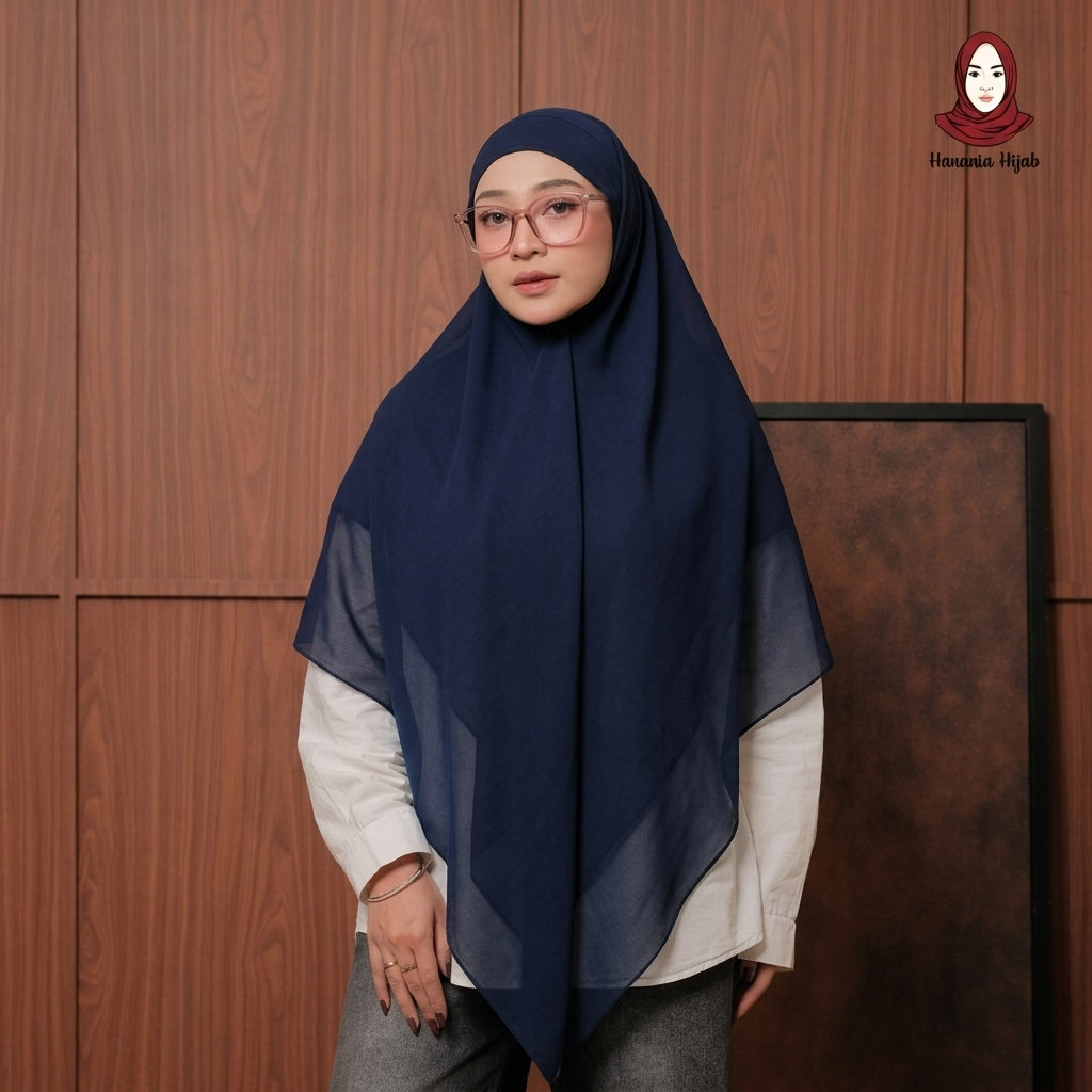 Hanania Hijab - Aura Khiban French Square Syar'i L Segiempat Tali | Khimar Bandana Ceruty Babydoll