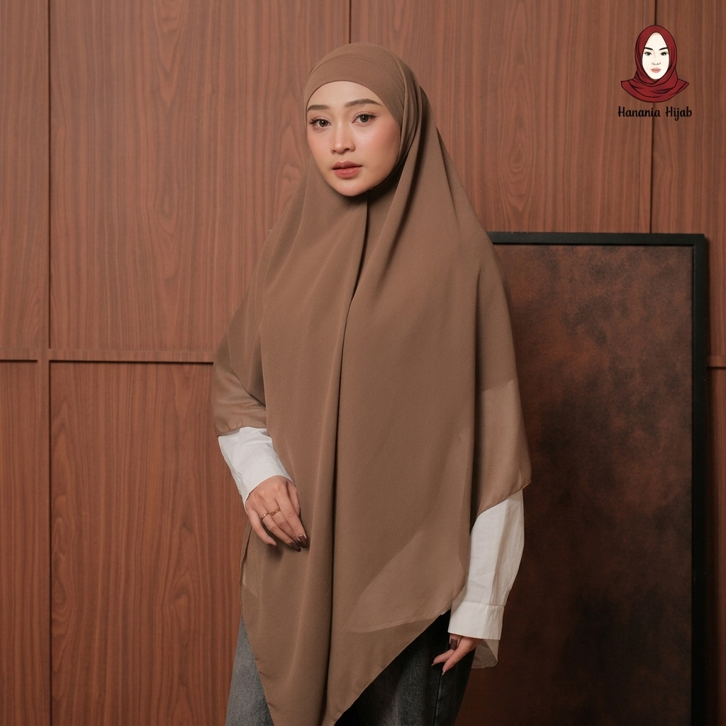 Hanania Hijab - Aura Khiban French Square Syar'i Jumbo XL Segiempat Tali | Khimar Bandana Ceruty Babydoll Utimate