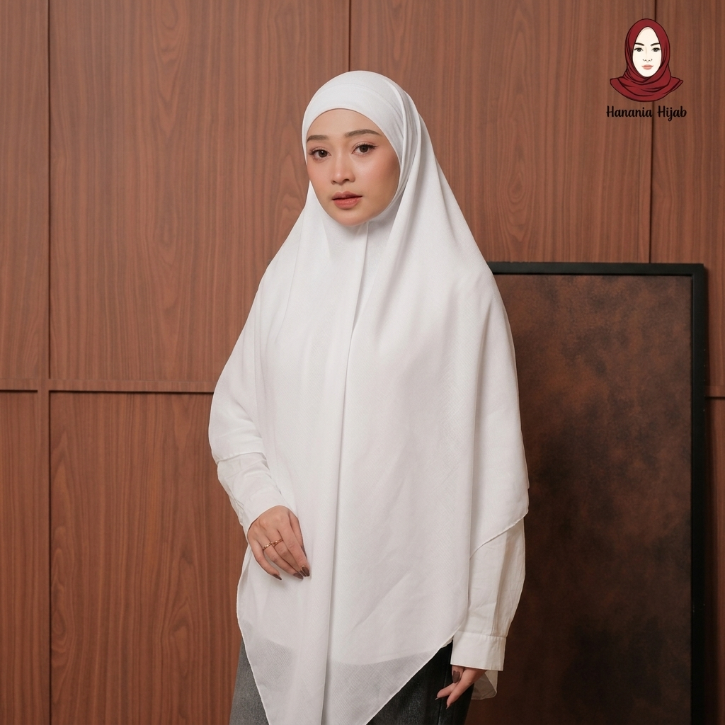 Hanania Hijab - Aura Khiban French Square Syar'i Jumbo XL Segiempat Tali | Khimar Bandana Ceruty Babydoll Utimate