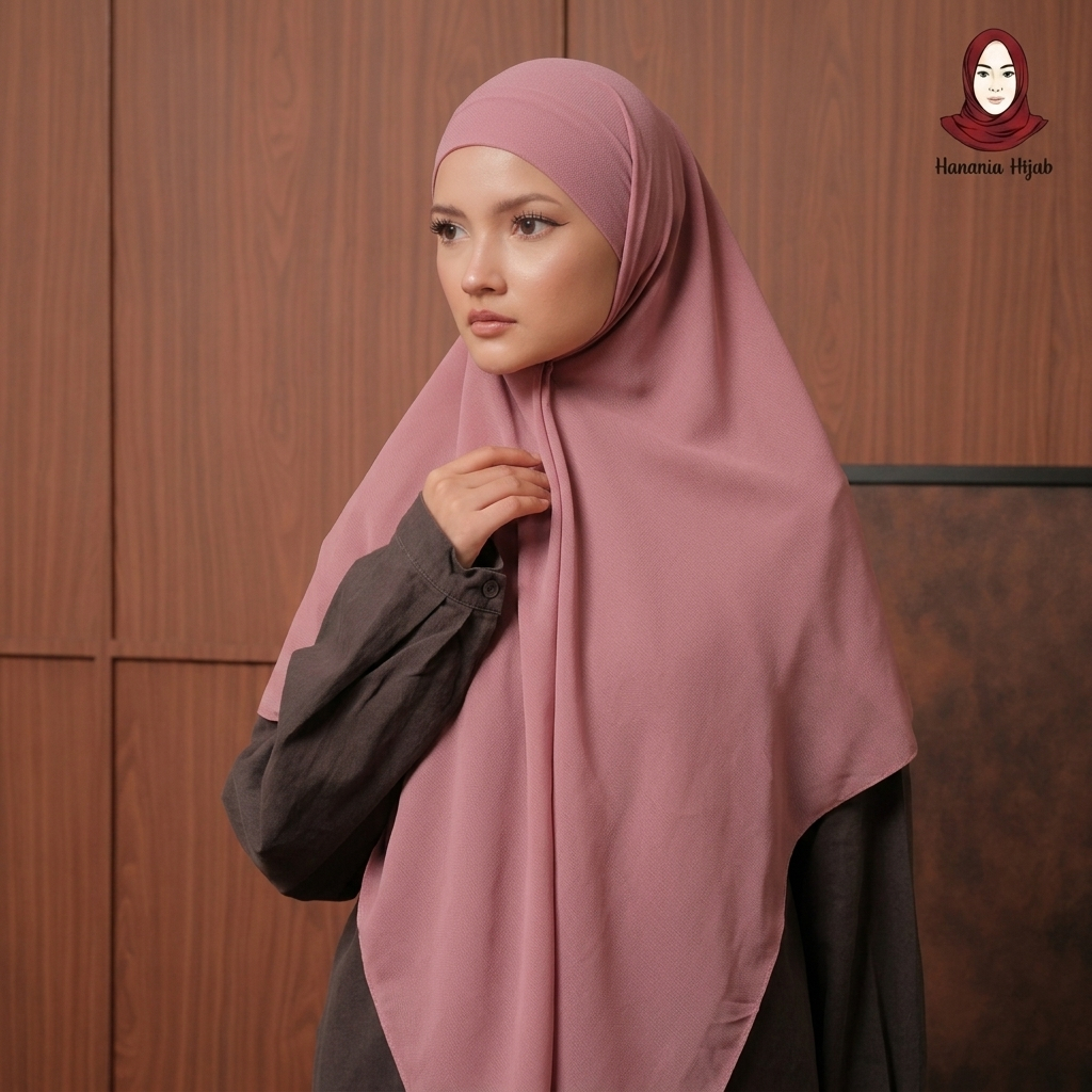 Hanania Hijab - Aura Khiban French Square Segiempat Tali Size M | Khimar Bandana Ceruty Babydoll
