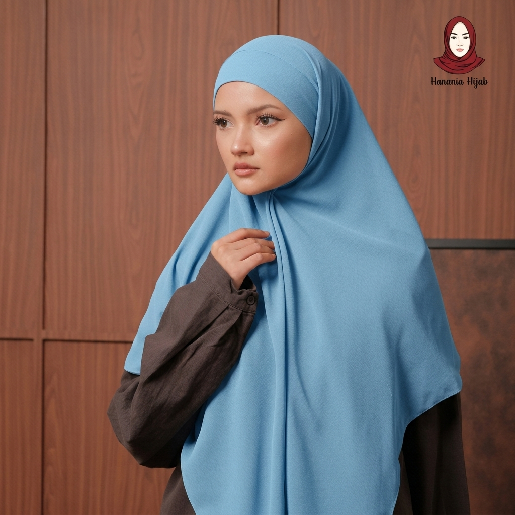 Hanania Hijab - Aura Khiban French Square Segiempat Tali Size M | Khimar Bandana Ceruty Babydoll