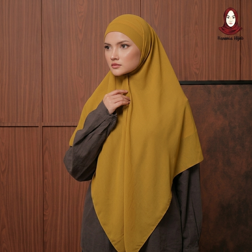 Hanania Hijab - Aura Khiban French Square Segiempat Tali Size M | Khimar Bandana Ceruty Babydoll