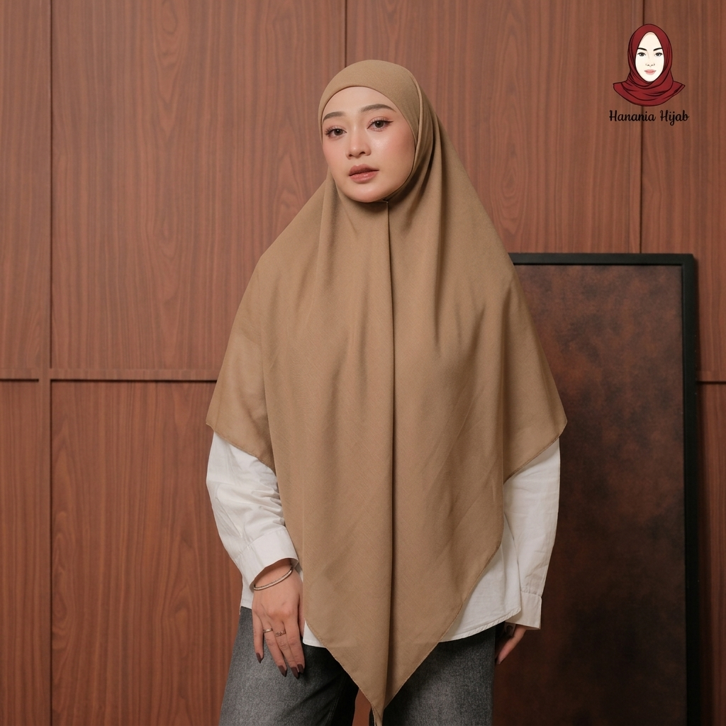 Hanania Hijab - Aura Khiban French Square Syar'i L Segiempat Tali | Khimar Bandana Ceruty Babydoll