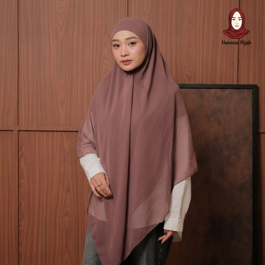 Hanania Hijab - Aura Khiban French Square Syar'i Jumbo XL Segiempat Tali | Khimar Bandana Ceruty Babydoll Utimate