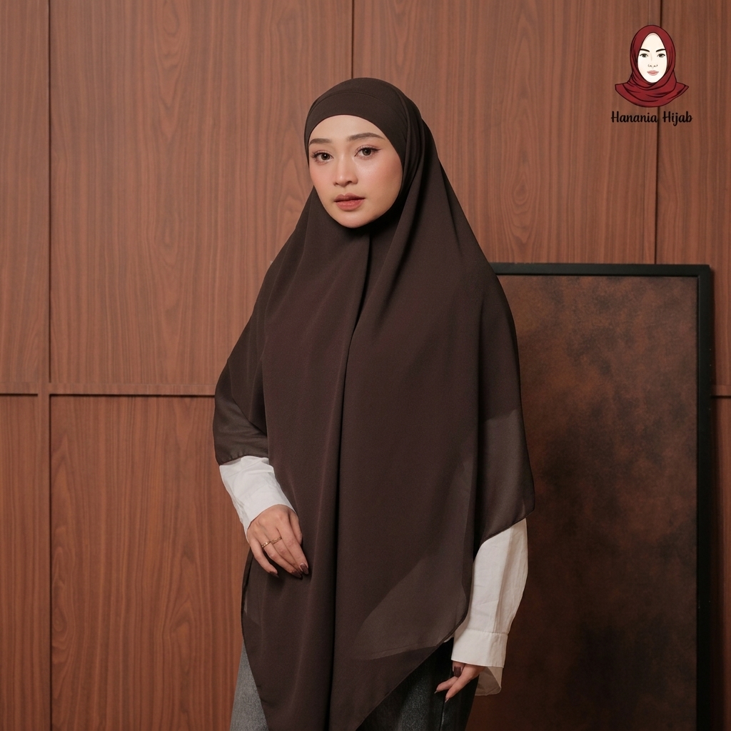 Hanania Hijab - Aura Khiban French Square Syar'i Jumbo XL Segiempat Tali | Khimar Bandana Ceruty Babydoll Utimate