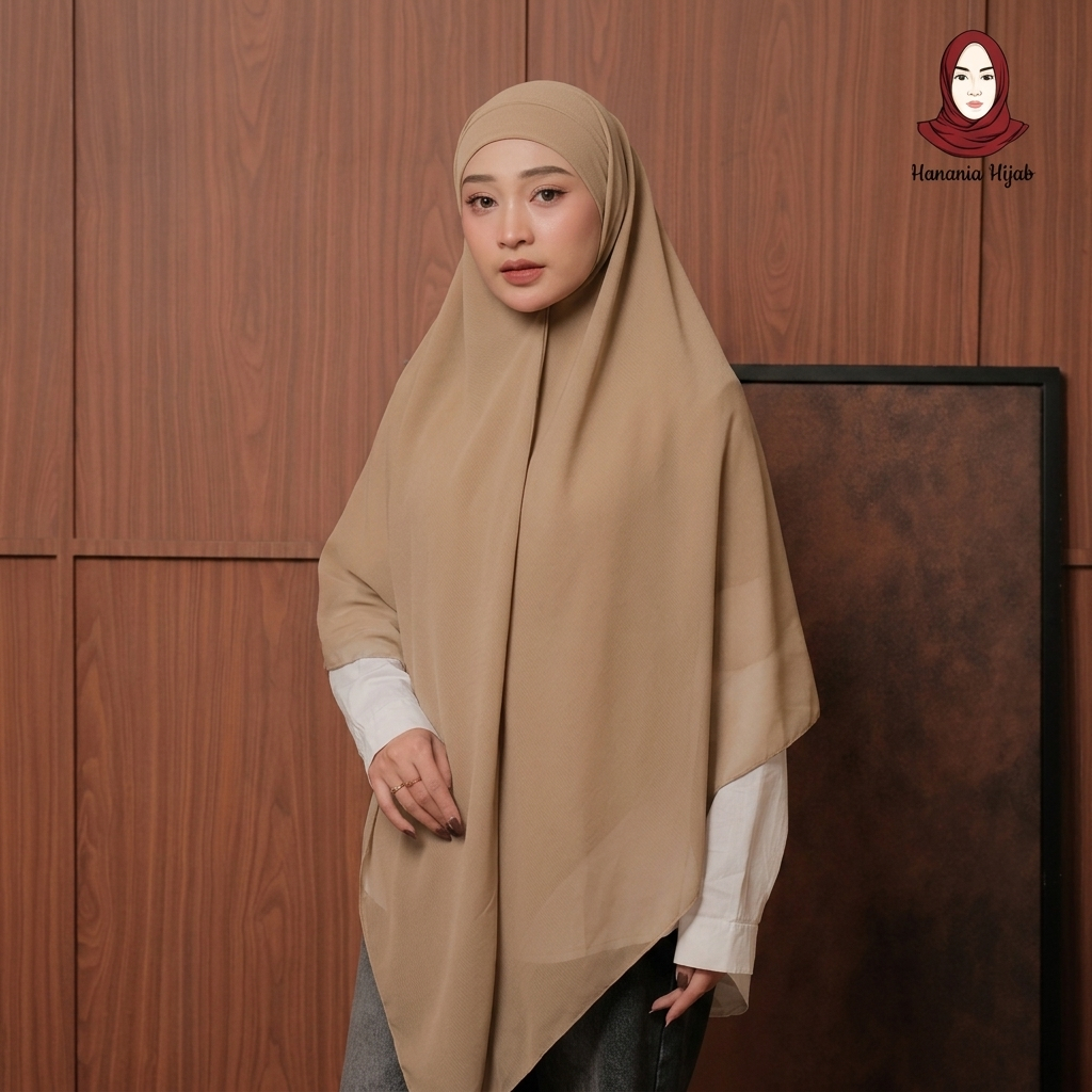 Hanania Hijab - Aura Khiban French Square Syar'i Jumbo XL Segiempat Tali | Khimar Bandana Ceruty Babydoll Utimate
