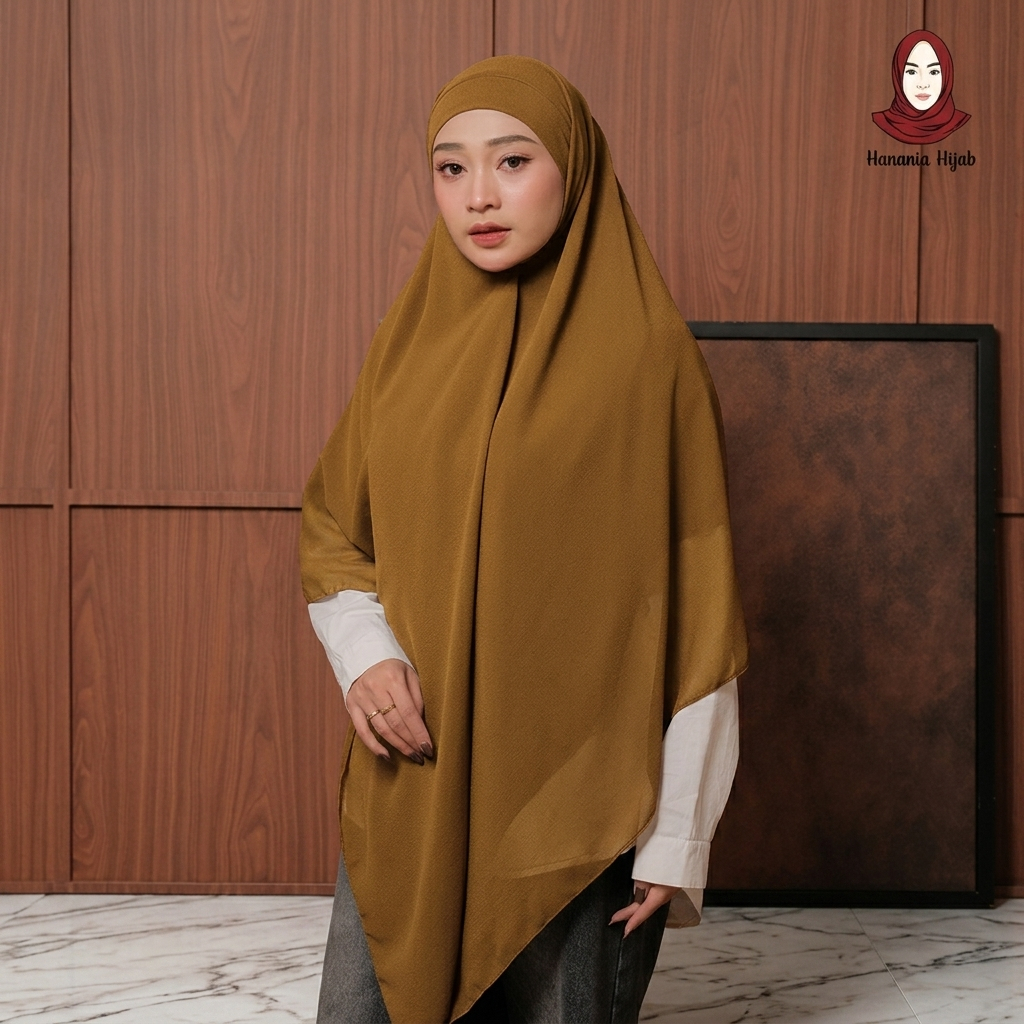 Hanania Hijab - Aura Khiban French Square Syar'i Jumbo XL Segiempat Tali | Khimar Bandana Ceruty Babydoll Utimate