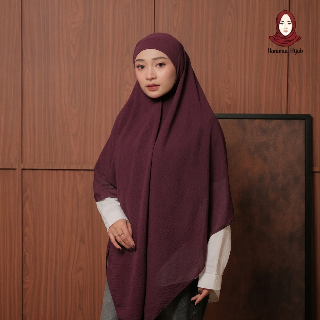 Hanania Hijab - Aura Khiban French Square Syar'i Jumbo XL Segiempat Tali | Khimar Bandana Ceruty Babydoll Utimate