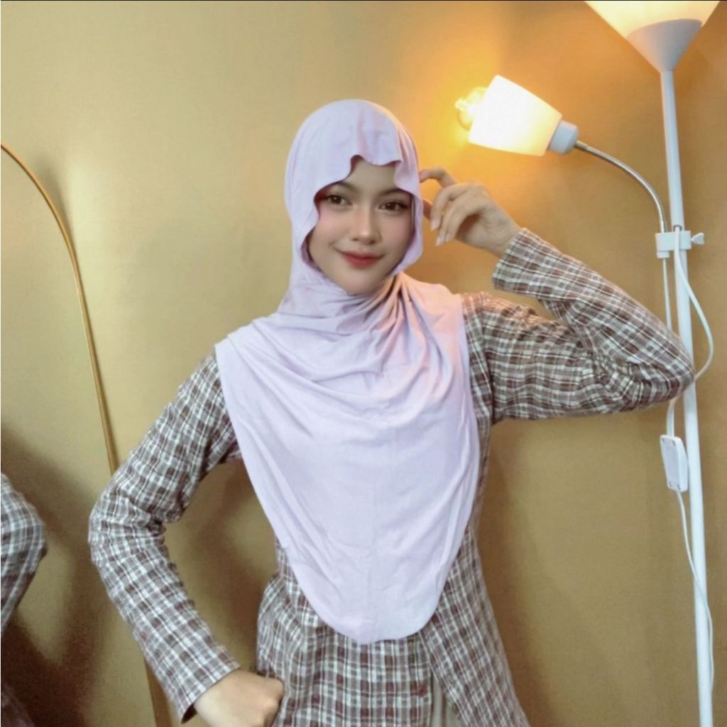 Hanania Hijab Lavia Hijab Instan Bergo Meleyot Plus Inner 2In1 Size L Kaos Rayon Cooltech