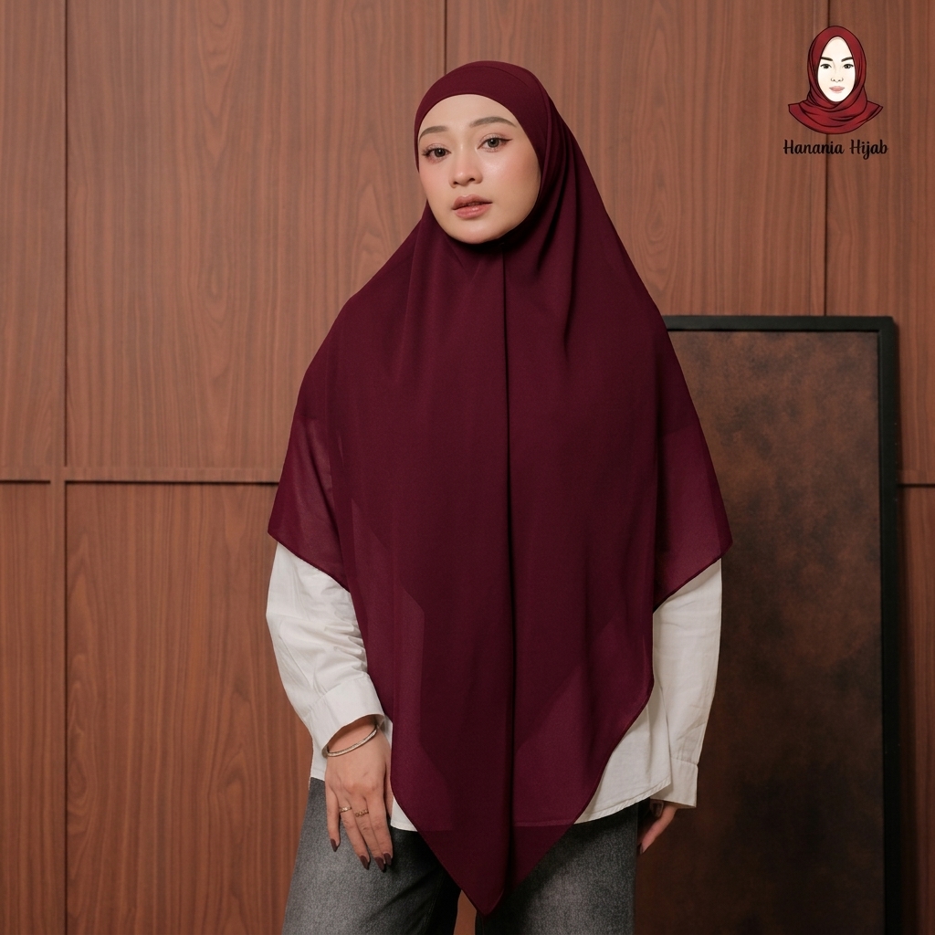 Hanania Hijab - Aura Khiban French Square Syar'i L Segiempat Tali | Khimar Bandana Ceruty Babydoll
