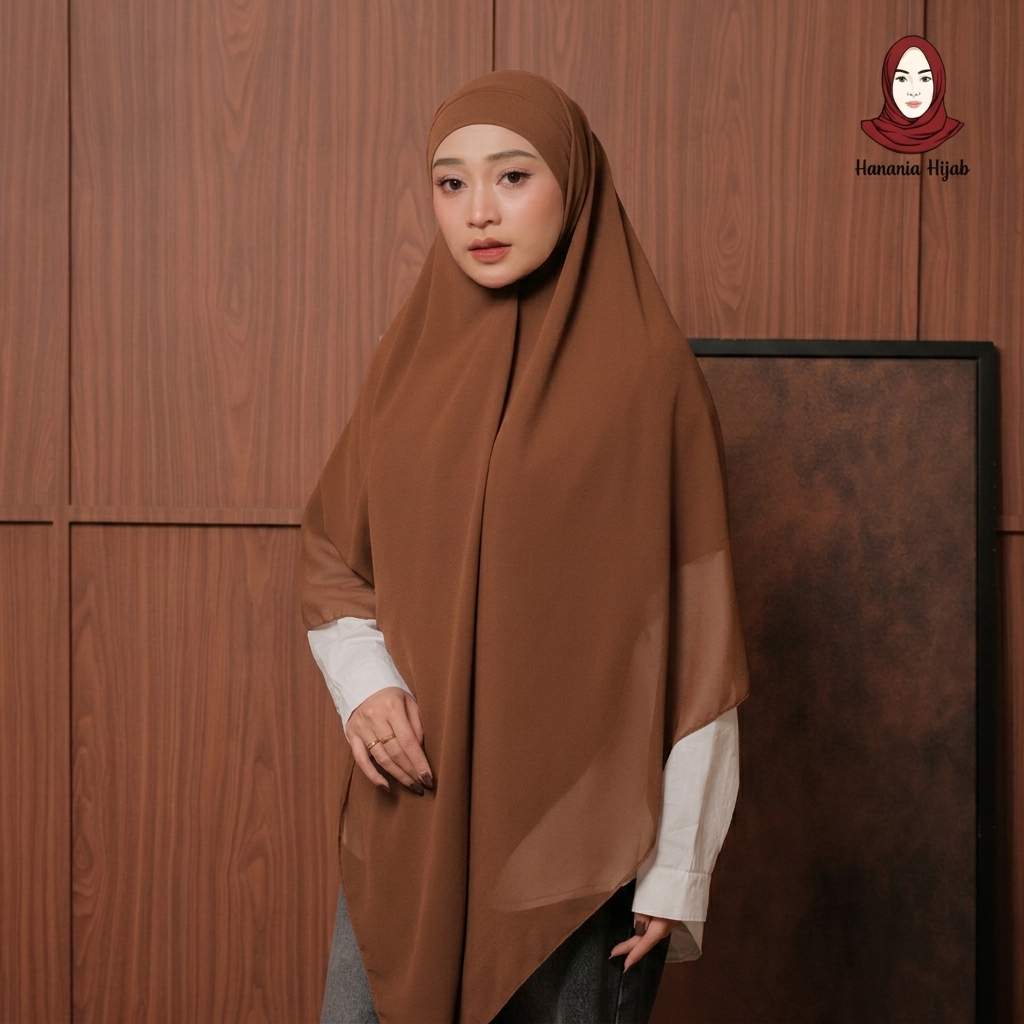 Hanania Hijab - Aura Khiban French Square Syar'i Jumbo XL Segiempat Tali | Khimar Bandana Ceruty Babydoll Utimate