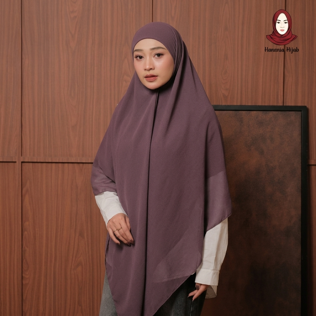 Hanania Hijab - Aura Khiban French Square Syar'i Jumbo XL Segiempat Tali | Khimar Bandana Ceruty Babydoll Utimate