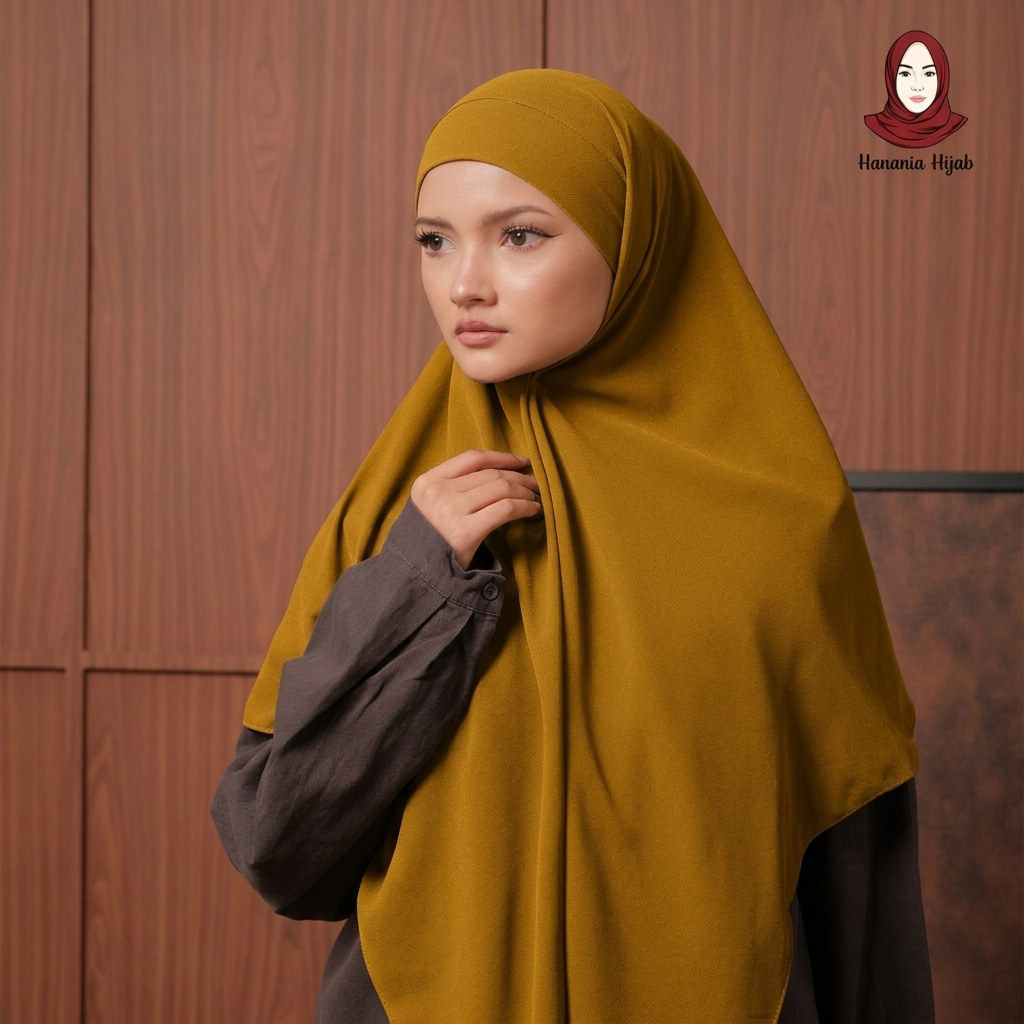 Hanania Hijab - Aura Khiban French Square Segiempat Tali Size M | Khimar Bandana Ceruty Babydoll