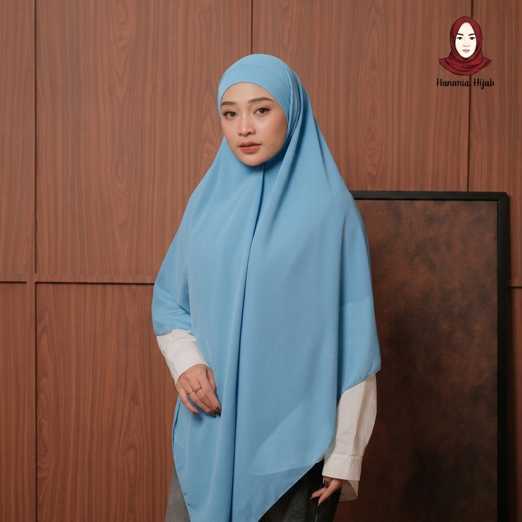 Hanania Hijab - Aura Khiban French Square Syar'i Jumbo XL Segiempat Tali | Khimar Bandana Ceruty Babydoll Utimate