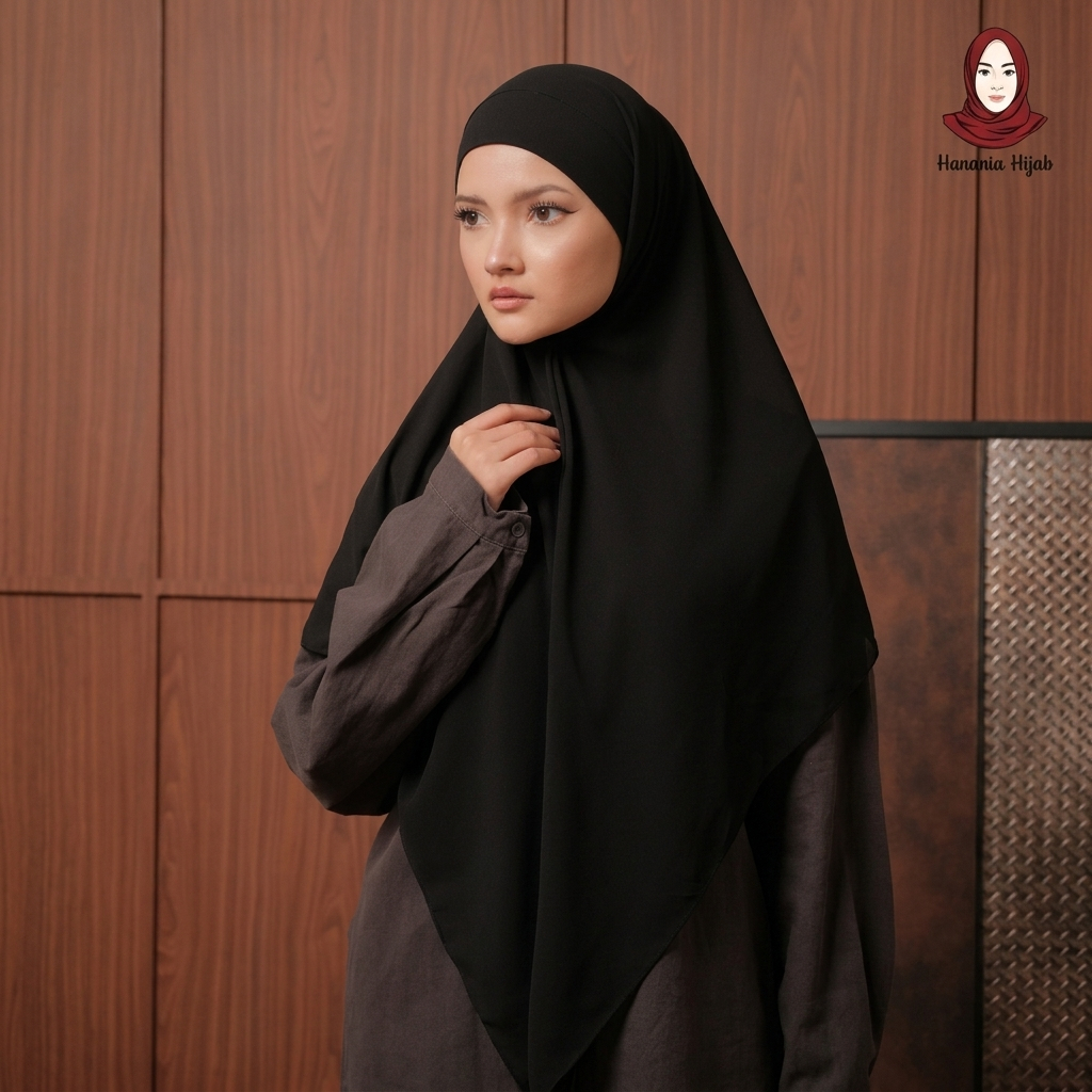 Hanania Hijab - Aura Khiban French Square Segiempat Tali Size M | Khimar Bandana Ceruty Babydoll
