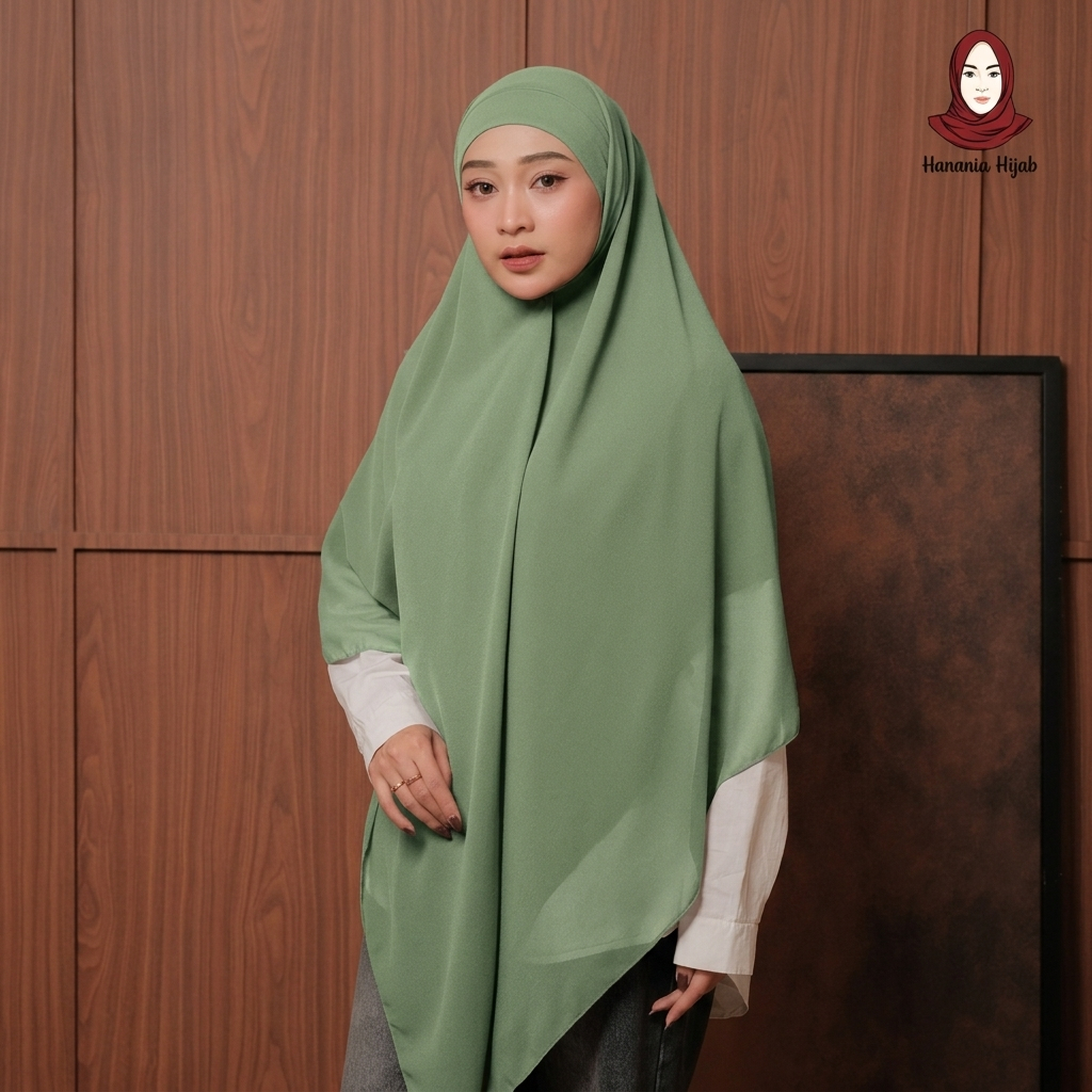 Hanania Hijab - Aura Khiban French Square Syar'i Jumbo XL Segiempat Tali | Khimar Bandana Ceruty Babydoll Utimate