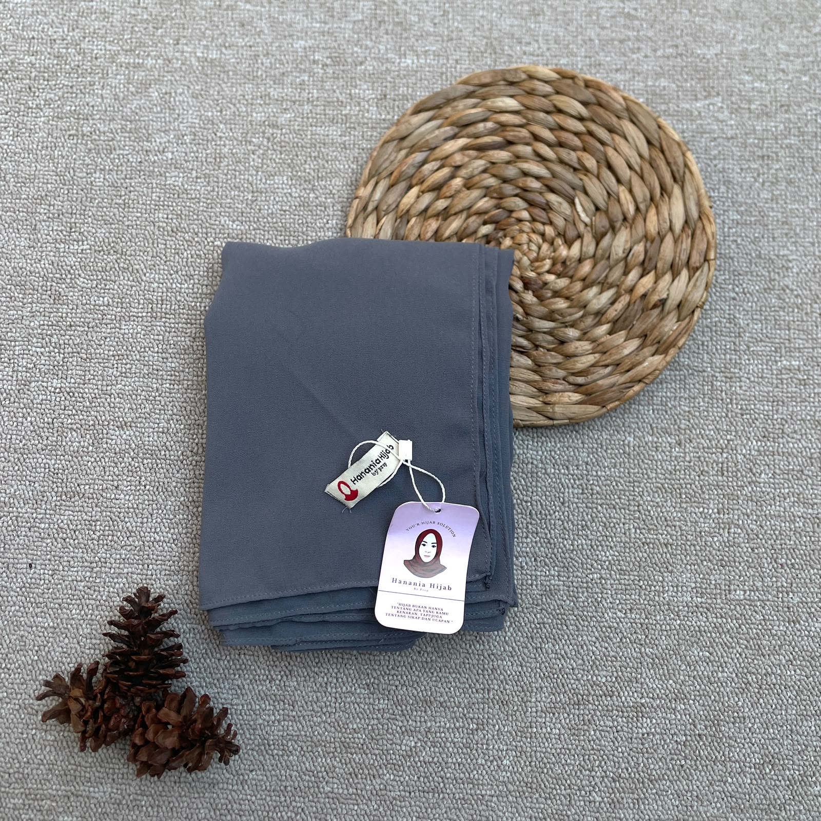 Hanania Hijab - Aura Khiban French Square Segiempat Tali Size M | Khimar Bandana Ceruty Babydoll