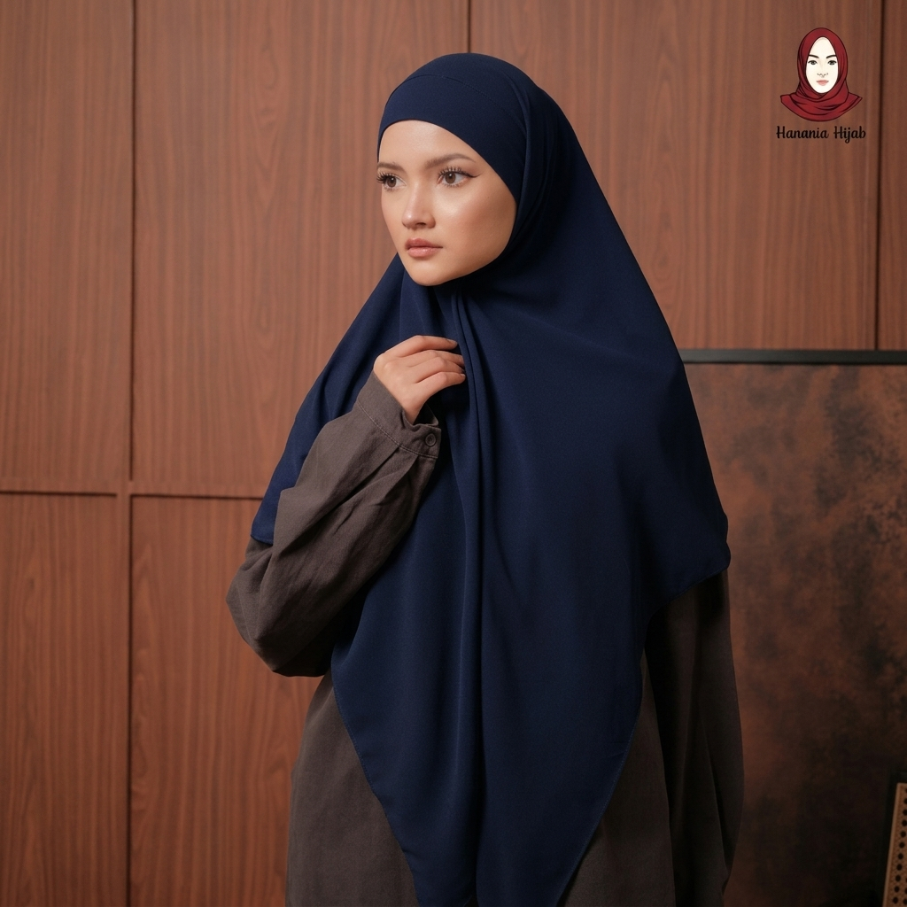 Hanania Hijab - Aura Khiban French Square Segiempat Tali Size M | Khimar Bandana Ceruty Babydoll