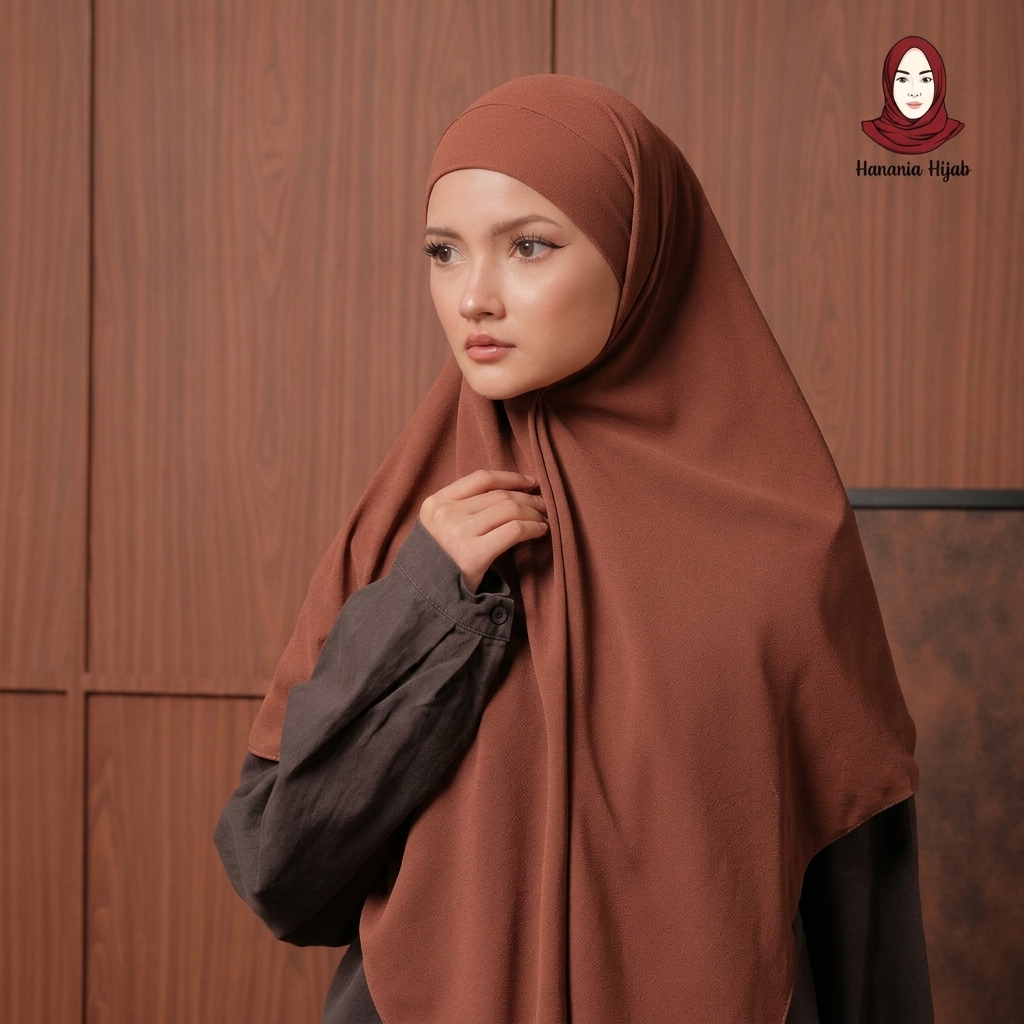 Hanania Hijab - Aura Khiban French Square Segiempat Tali Size M | Khimar Bandana Ceruty Babydoll