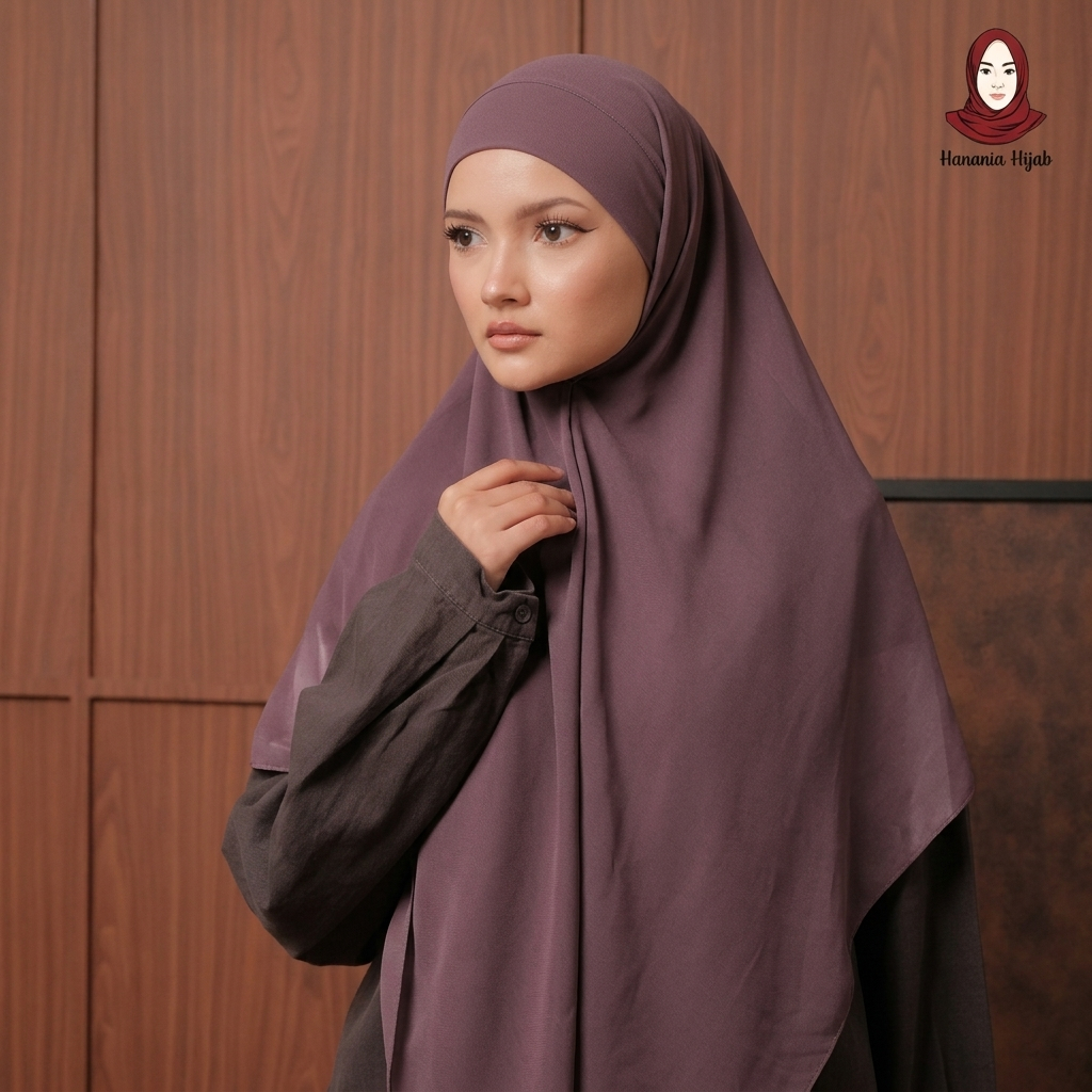 Hanania Hijab - Aura Khiban French Square Segiempat Tali Size M | Khimar Bandana Ceruty Babydoll
