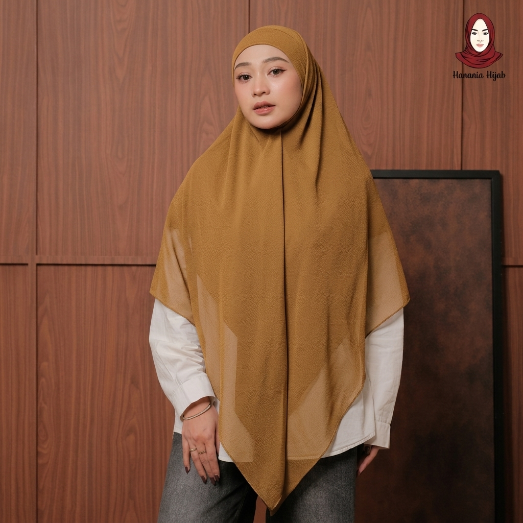 Hanania Hijab - Aura Khiban French Square Syar'i L Segiempat Tali | Khimar Bandana Ceruty Babydoll