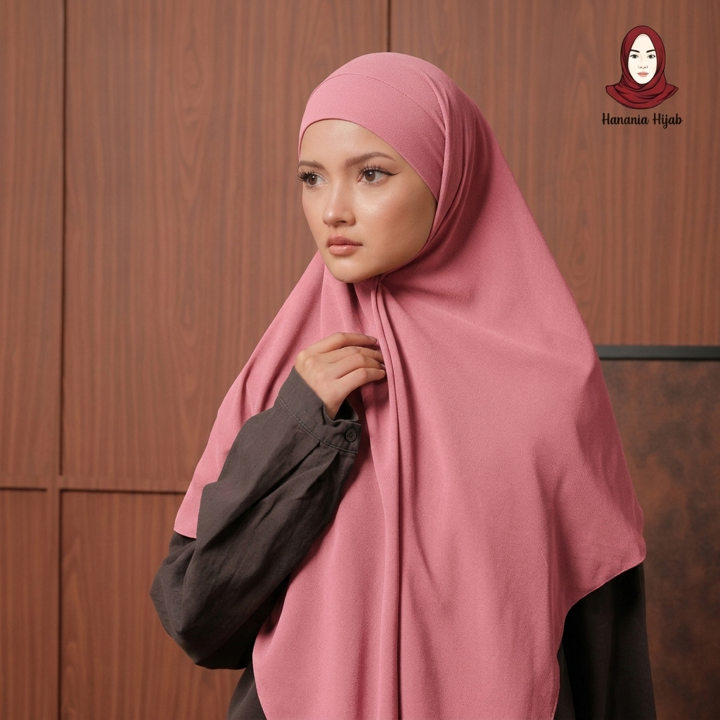 Hanania Hijab - Aura Khiban French Square Segiempat Tali Size M | Khimar Bandana Ceruty Babydoll