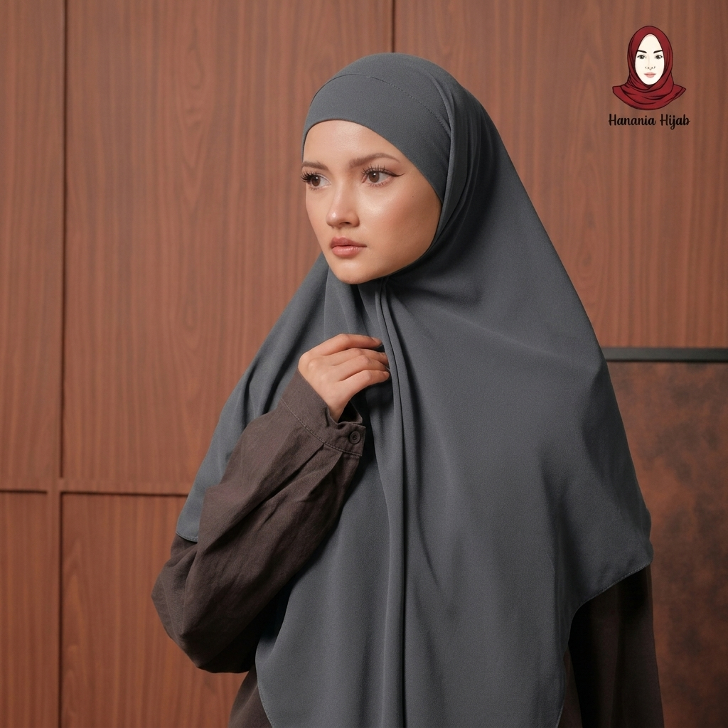 Hanania Hijab - Aura Khiban French Square Segiempat Tali Size M | Khimar Bandana Ceruty Babydoll