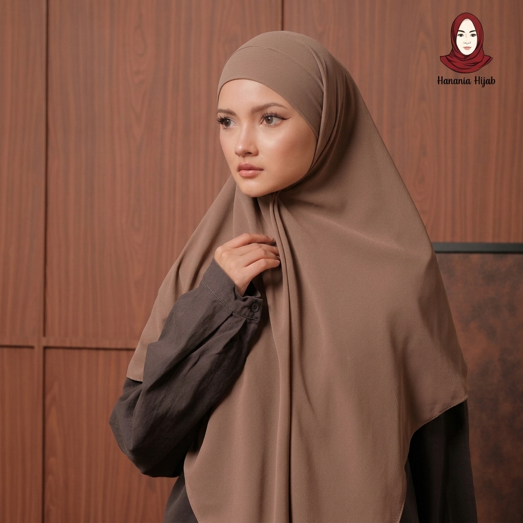 Hanania Hijab - Aura Khiban French Square Segiempat Tali Size M | Khimar Bandana Ceruty Babydoll